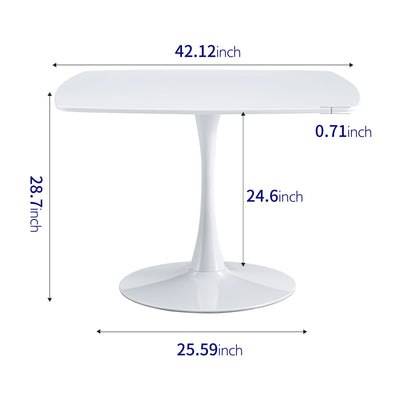 Table Mid-Century Dining Table For 4-6 People With Round MDF Table Top, Pedestal Dining Table, End Table Leisure Coffee Table - White