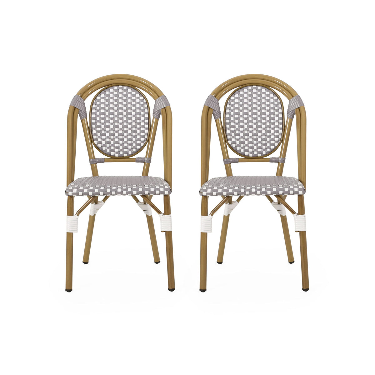 Outdoor Rattan And Aluminum French Bistro Chair Set