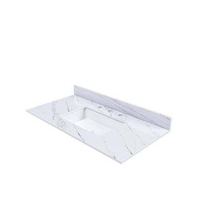 Bianco Carrara Venato Elegant Marble Vanity Top, Bathroom Vanity With Undermount Sink, Sintered Stone