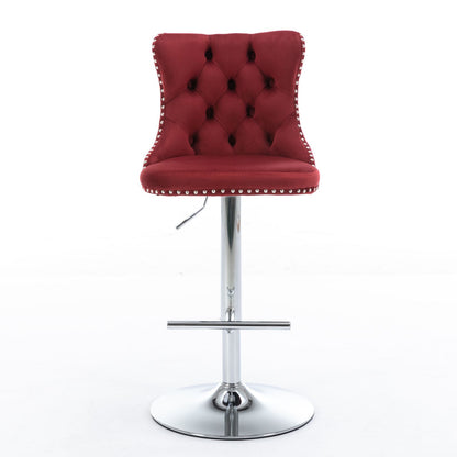 Swivel Barstools Adjusatble Seat Height From 25-33", Modern Upholstered Base Bar Stools With Backs Comfortable Tufted For Home Pub And Kitchen Island (Set of 2)
