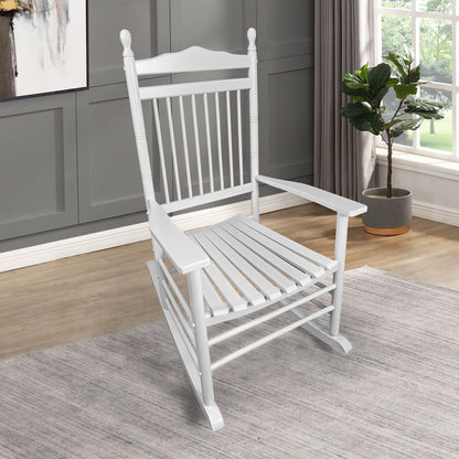 Balcony Porch Adult Rocking Wood Chair - White