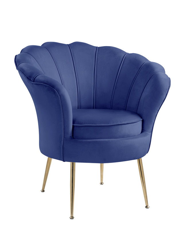Angelina - Scalloped Back Barrel Accent Chair With Metal Legs