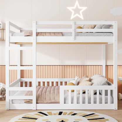 Stylish Bunk Bed With Ladder And Guardrails