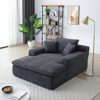 Oversized Upholstered Chaise Lounge Chair Sleeper Couch - Gray