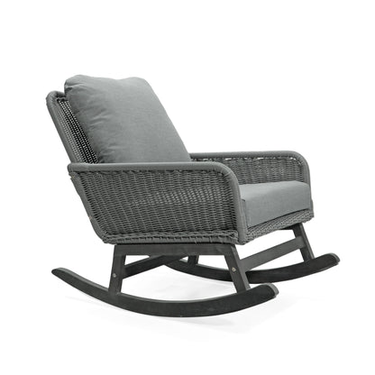 Contemporary Minimalist Wicker Rocking Chair With Soft Cushions