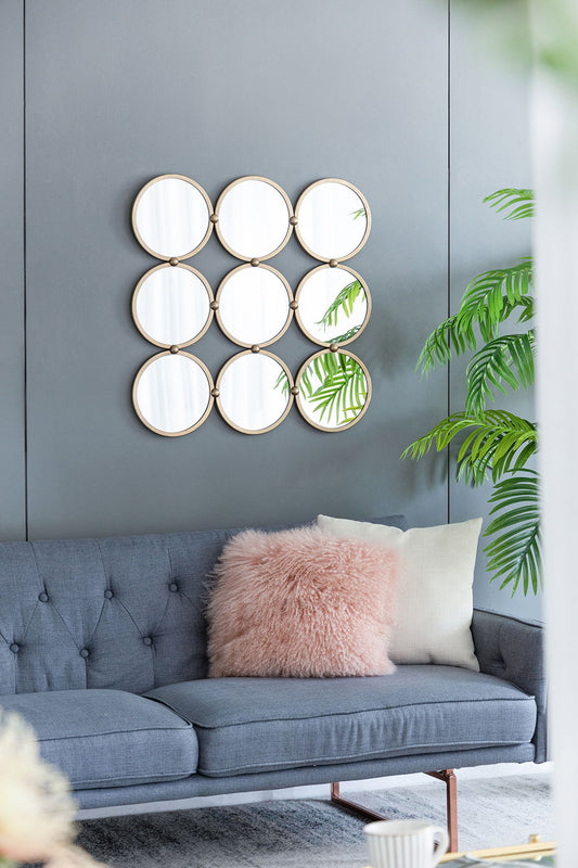 Espejo decorativo contemporáneo de estilo minimalista para dormitorio, sala de estar y entrada - Champán