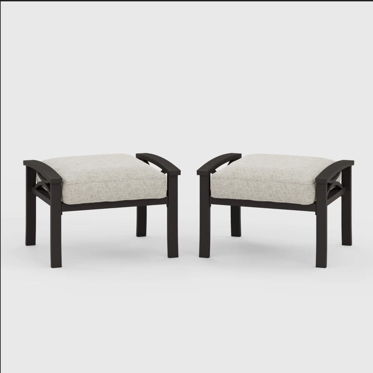Modern All-Weather Ottomans With Cushions (Set of 2)