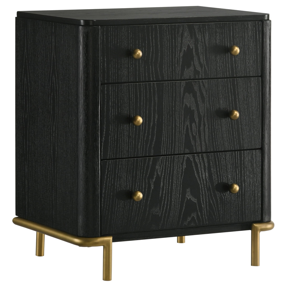 Anser - 3 Drawer Nightstand - Black