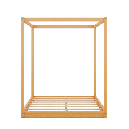 Wood Canopy Platform Bed With Support Legs And Airflow Slats