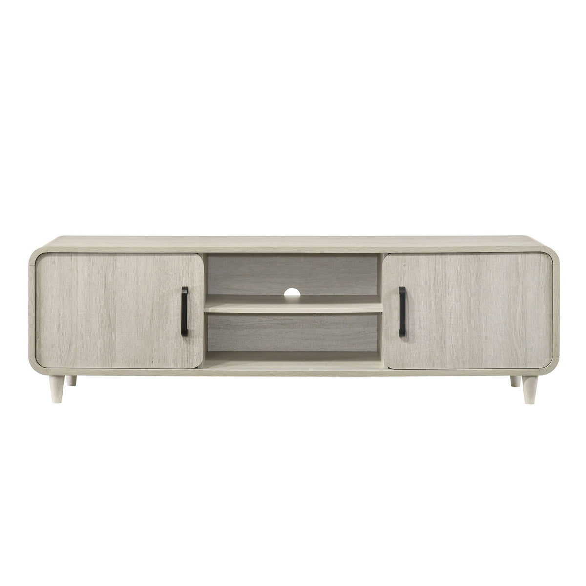 TV Stand With Sliding Doors And Handles, Living Room Furniture - Antique White