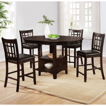 Danford - 5 Piece Counter Height Dining Set With Upholstered Stools - Espresso