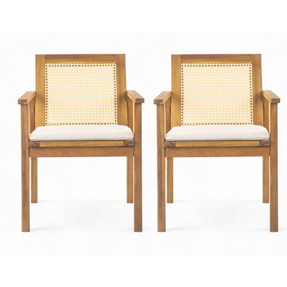 Preston - Outdoor Dining Chair With Cushion (Set of 2) - Teak / Beige