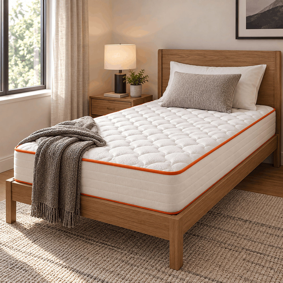 6" Medium Feel Comfort Foam Mattress With Textured Quilted Cover - White - Twin