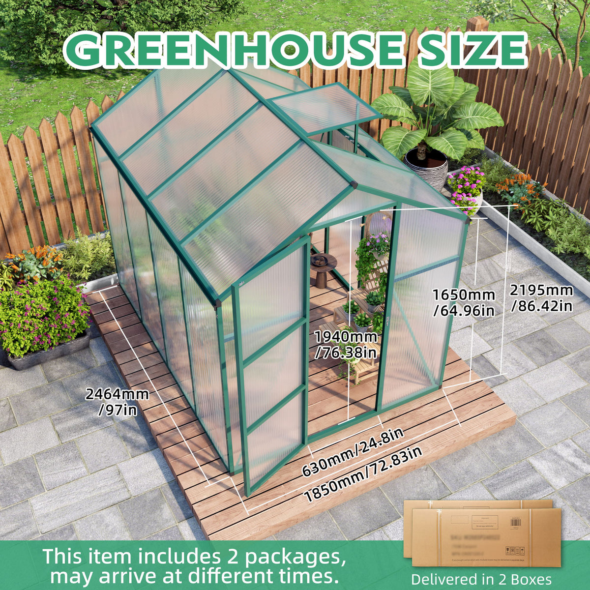 Polycarbonate Walk-In house, Raised Base For Outdoor In All Season