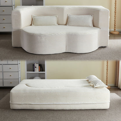 Floor Convertible Sleeper Sofa Bed With 2 Pillows