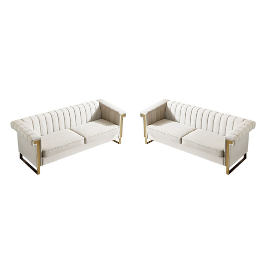 2 Piece Sofa Set With Tufted Back And Deep Seating