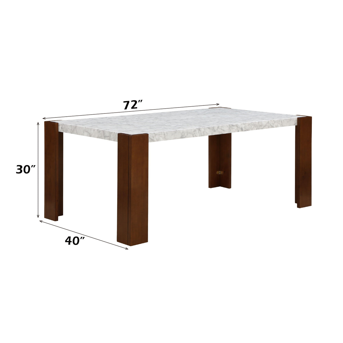 Hettie - Mesa de comedor con tablero de piedra artificial - Marrón