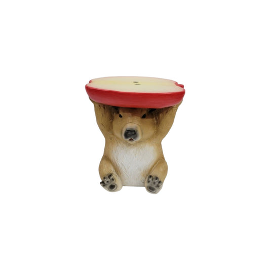 Capybara Shaped Apple Slice Stool, Animal Figurine Decor, Indoor Outdoor Seat - Brown / Tan