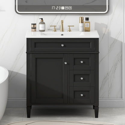 Bathroom Vanity With Top Sink, 2 Drawers & Tip Out Drawer