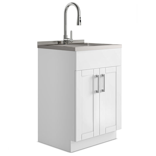 Mueble de lavandería Shaker, moderno, amplio, con grifo y fregadero de acero inoxidable
