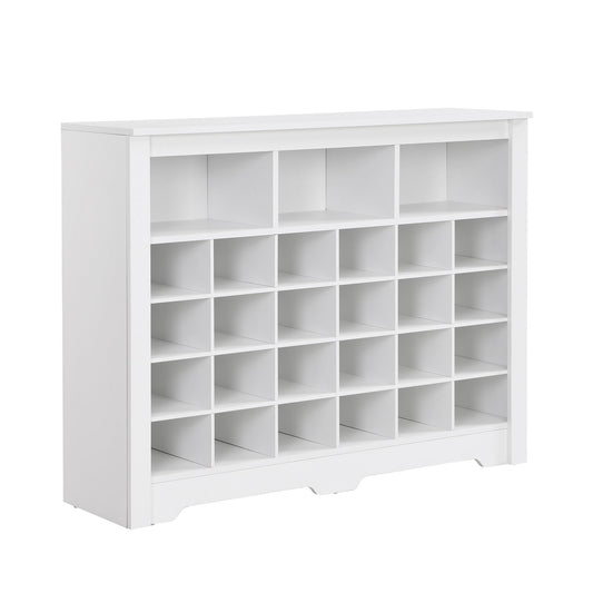 24 Shoe Cubby Console, Shoe Cabinet - White