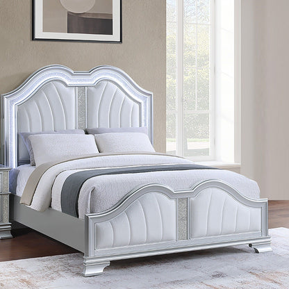 Eastern King Size Bed Built In USB LED Lighting - Silver
