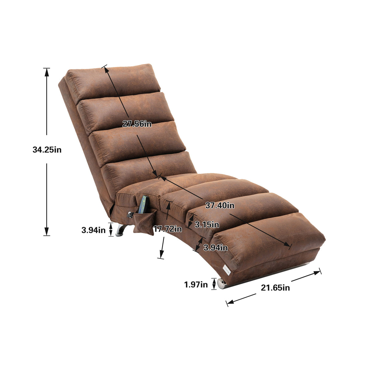 Massage Chaise Lounge Indoor With Remote Control, Ergonomic Electric Massage Lounger