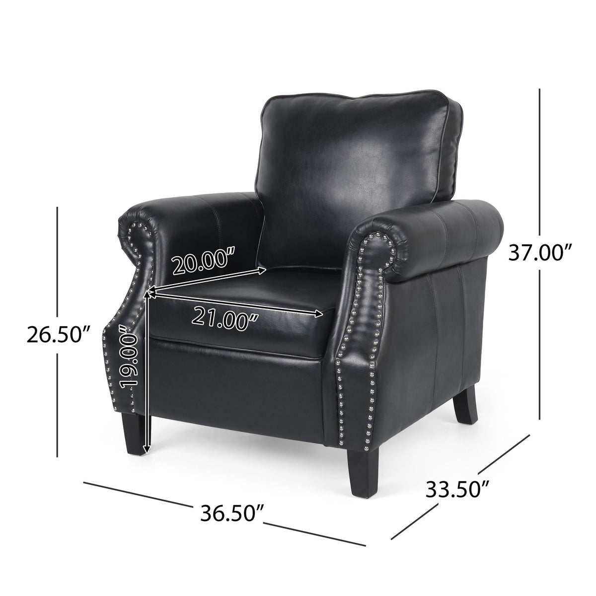Contemporary Club Chair With Nailhead Trim And Rolled Armrests