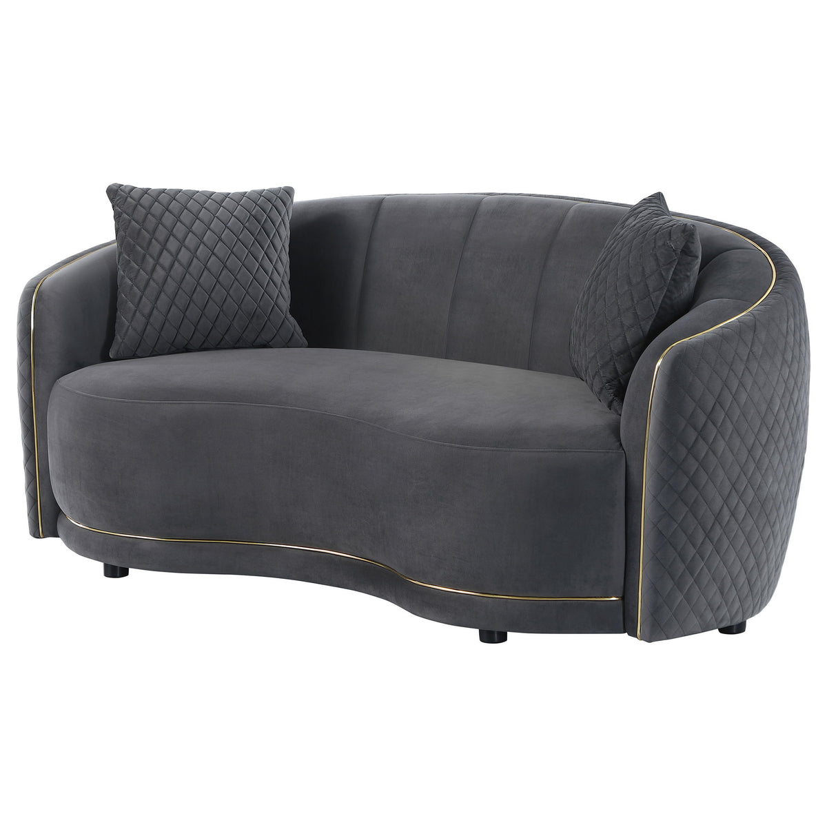 Lorraine - Upholstered Curved Loveseat - Dark Gray