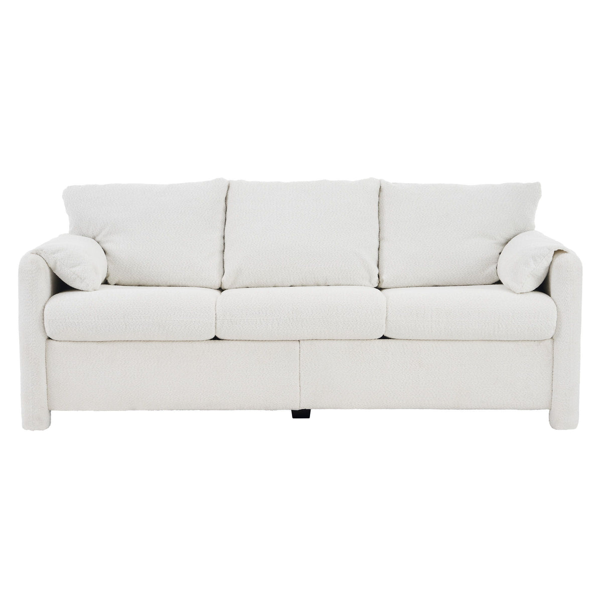 Modern 3 Seater Sofa Chenille Couch Plush Triple Seater Sofa With High Density Foam Cushions, Deep Seat Living Room Couch For Family Room, Apartment & Home Theater - Ivory White