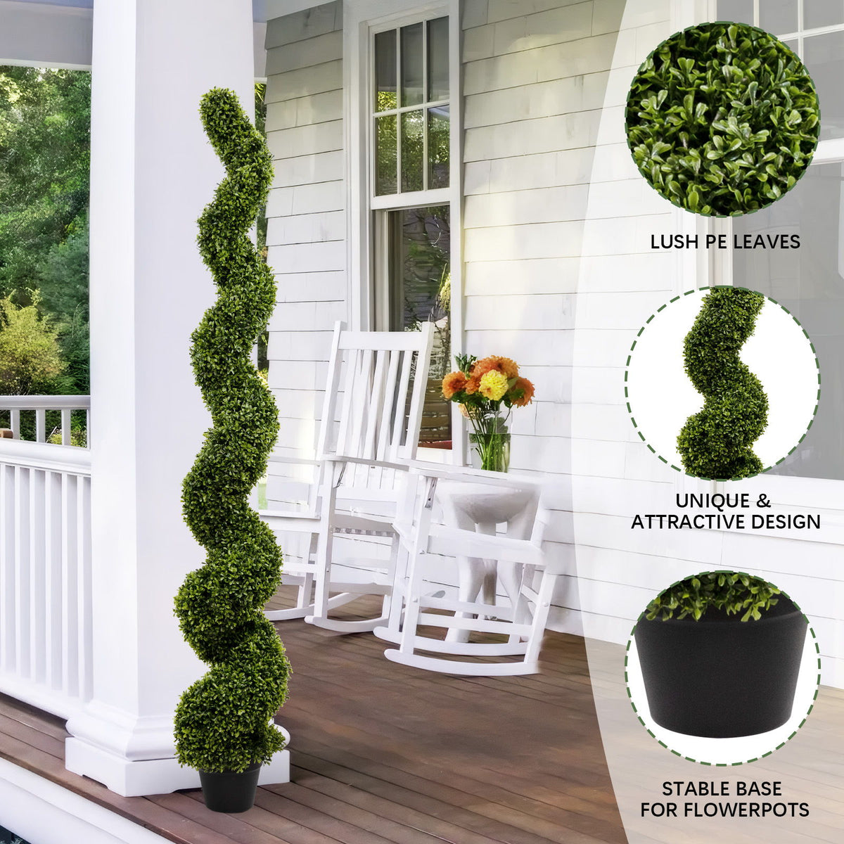 Artificial Outdoor UV Resistant Plastic Boxwood Topiary Spiral Tree
