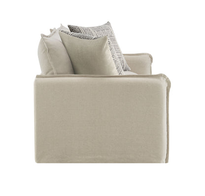 Upendo - Loveseat de lino estampado con dos cojines - Beige