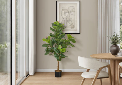 47" Tall, Artificial Plant, Fiddle Tree, Indoor, Faux, Fake, Floor, Greenery, Potted, Real Touch, Decorative - Green / Black